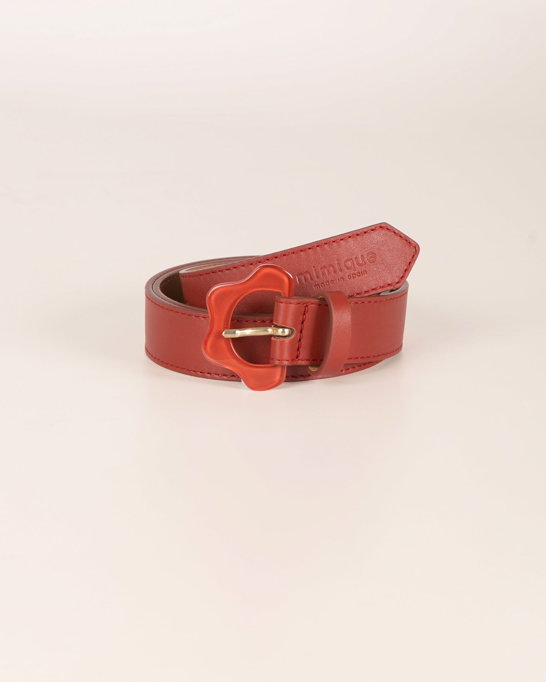 Cinturón flor de piel para mujer Arnao Mimique. Color Teja. Made in Spain