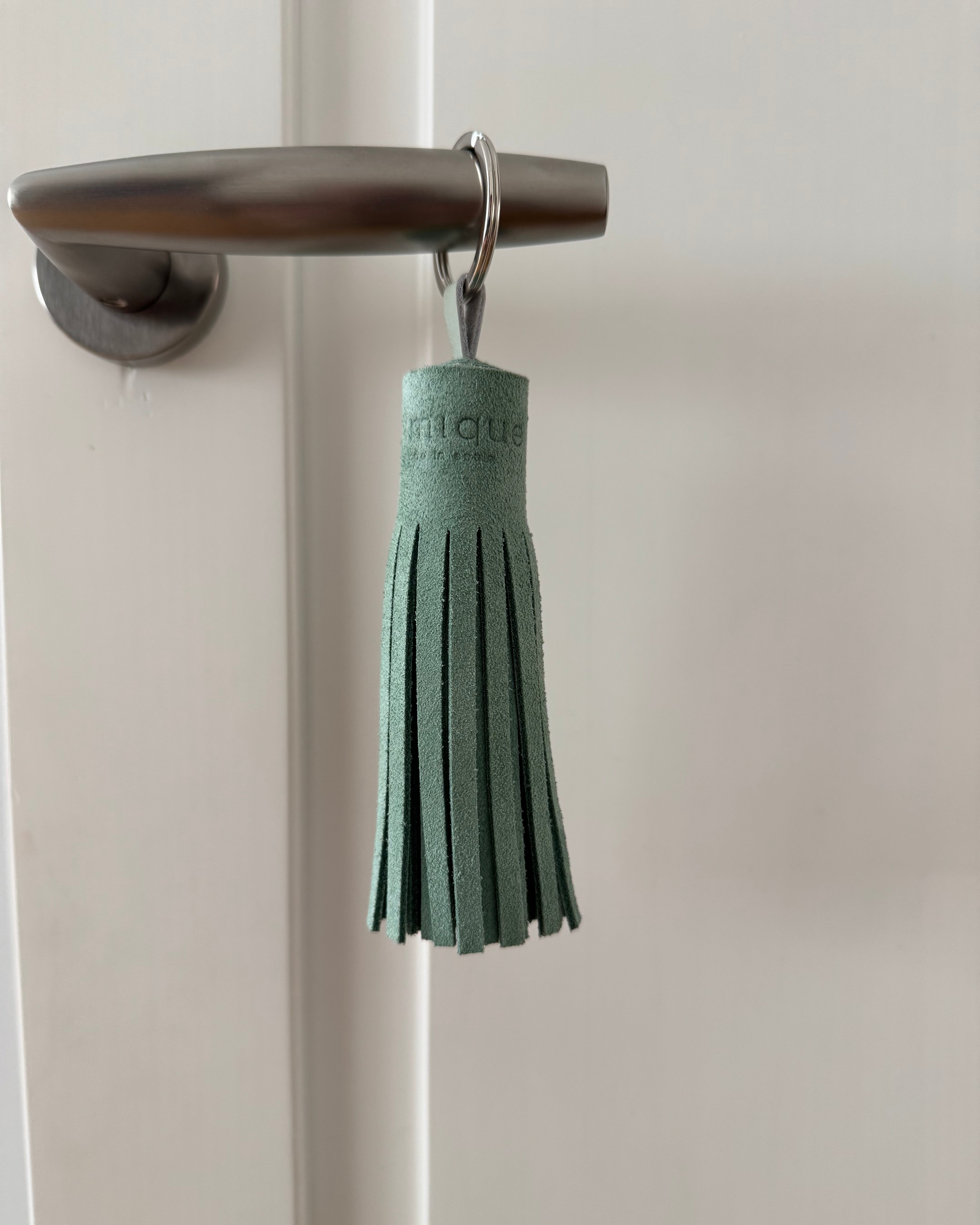 Emerald suede tassel keychain