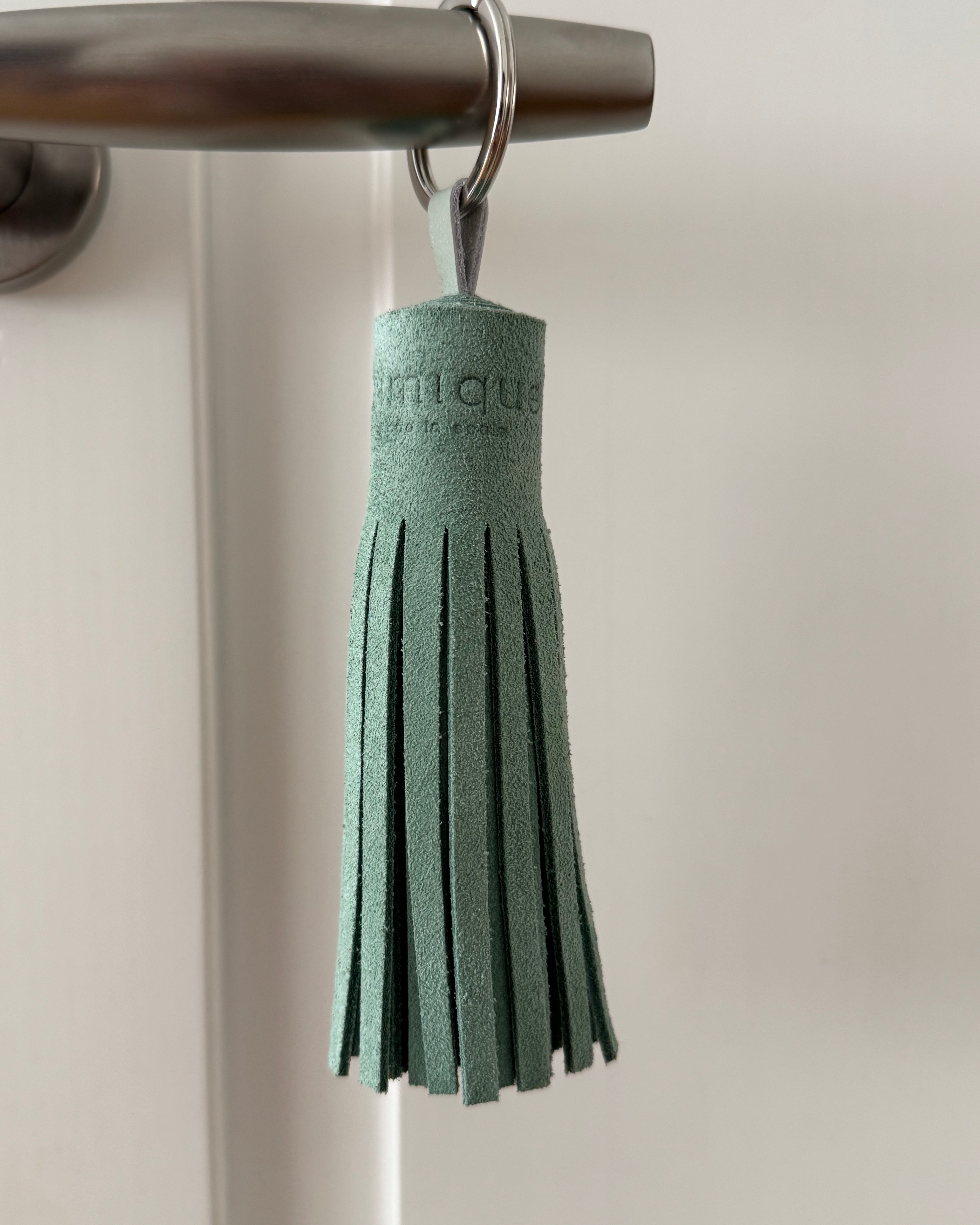 Emerald suede tassel keychain