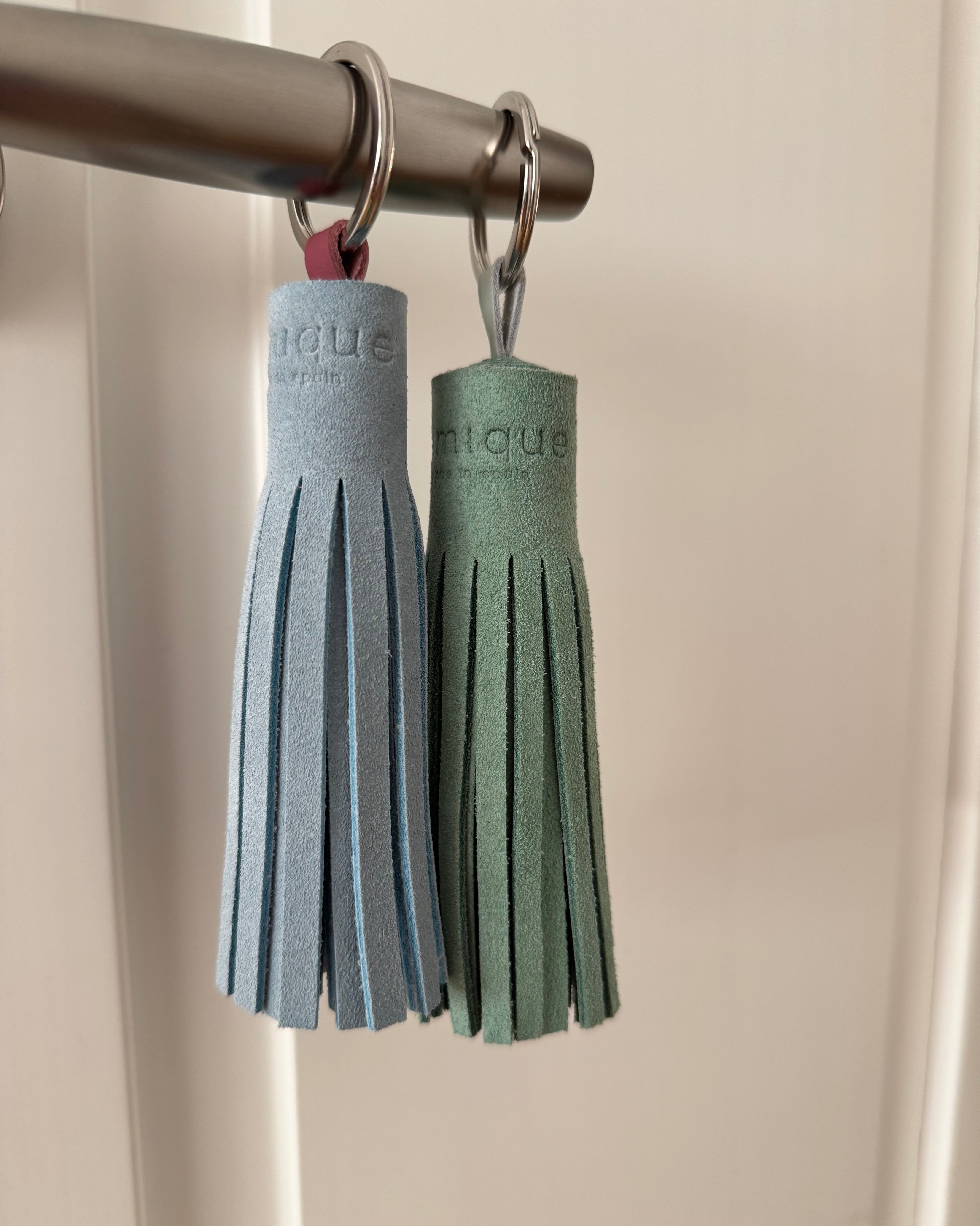 Emerald suede tassel keychain