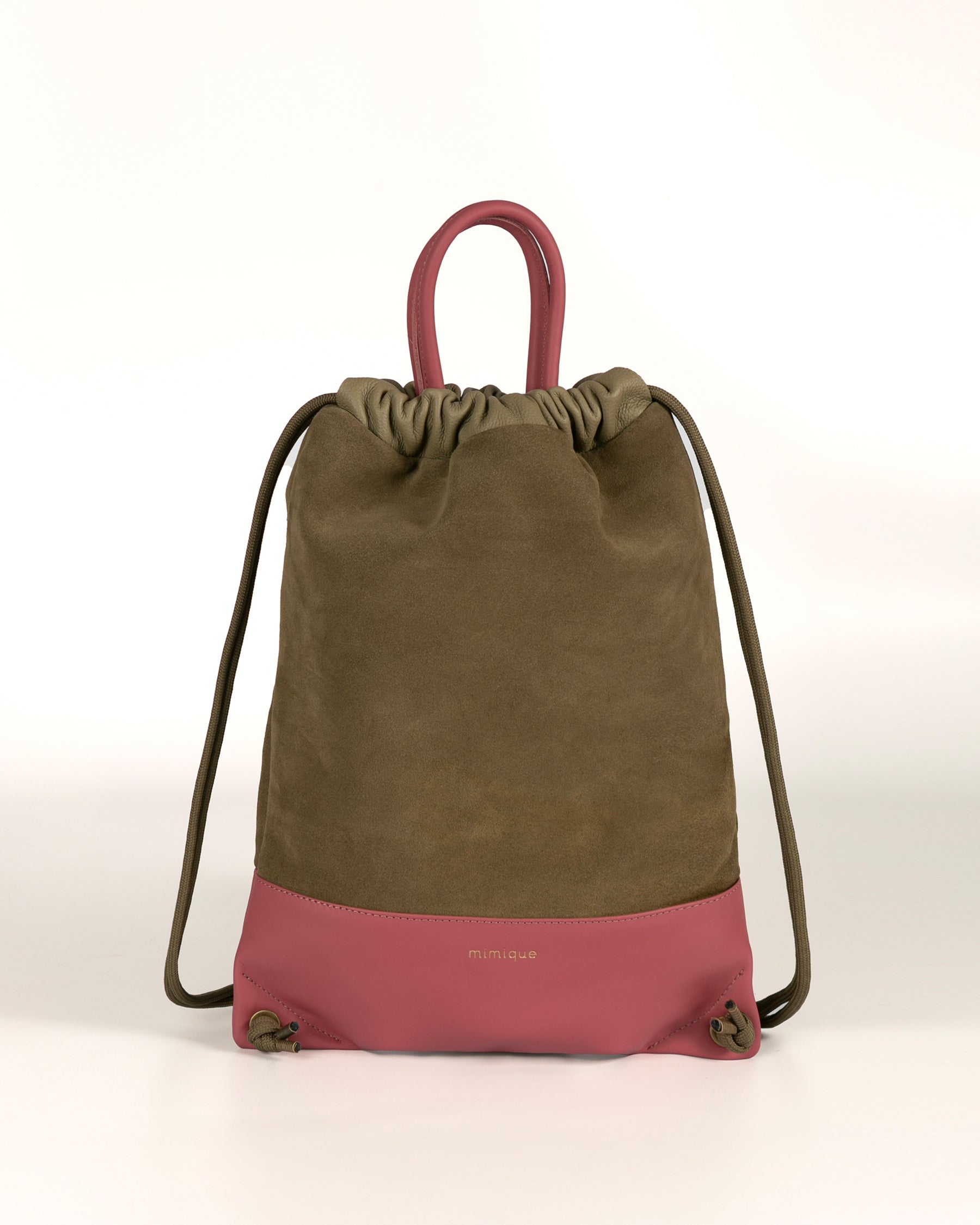 Mochila Arra Mimique de piel y ante serraje caqui kaki. Tamaño grande