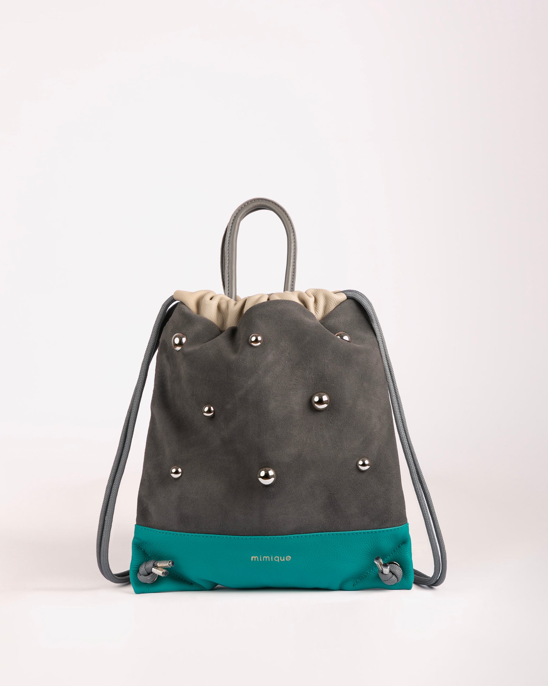 Tachuelas mini media bola esmeralda, gris oscuro y nude