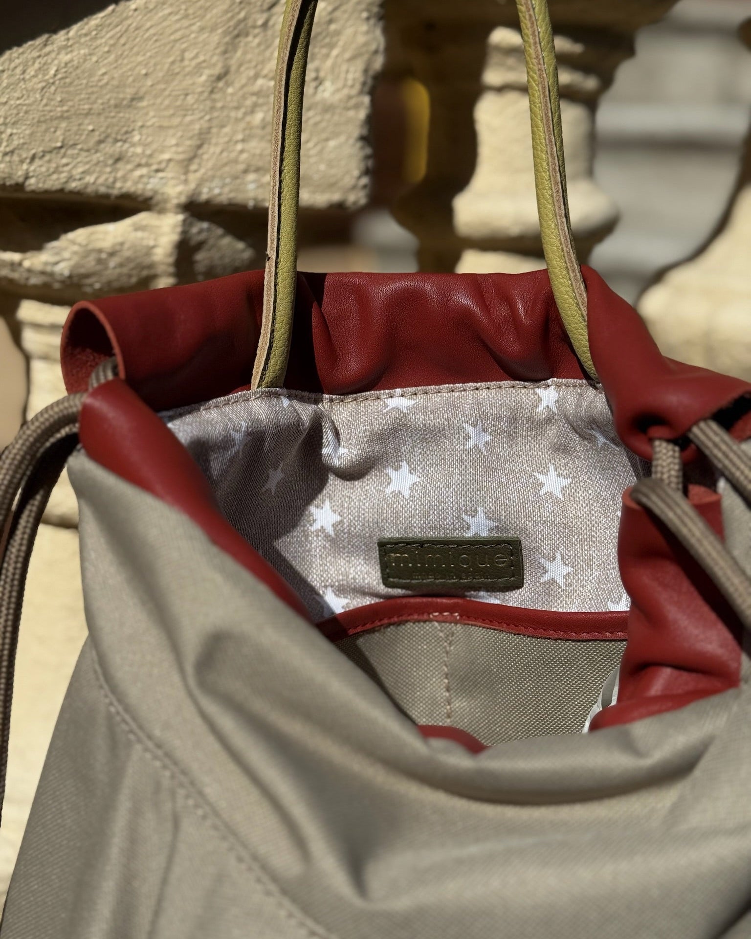 Zahora mini verde oliva, beige y caldera