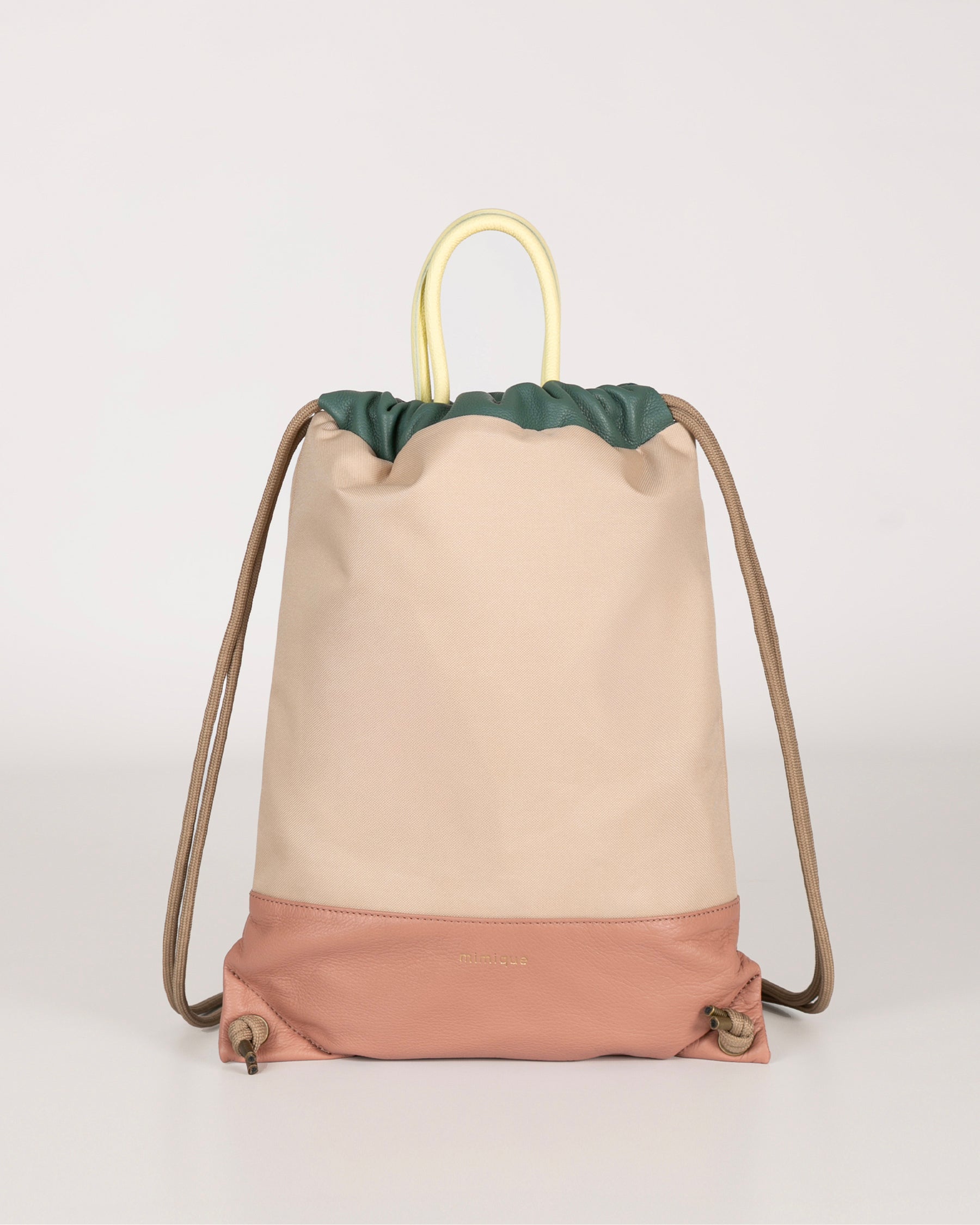 Mochila grande y ligera Sevalle de Mimique en piel y loneta beige
