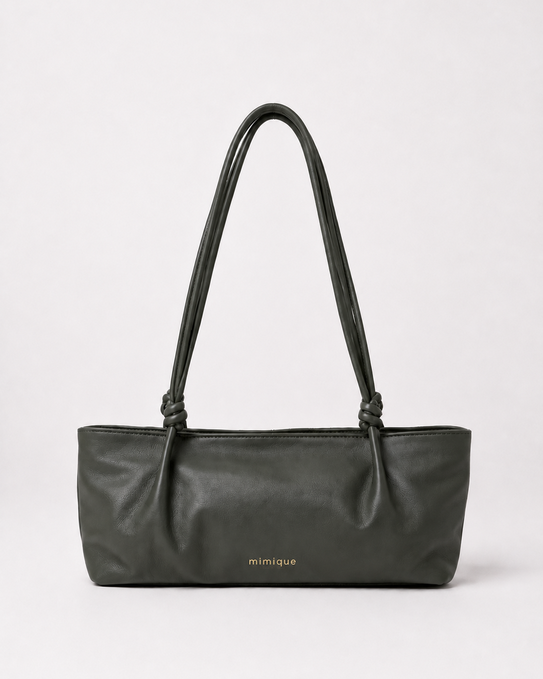 Toranda verde caqui bolso baguette para mujer de Mimique hecho a mano en España elegante y con capacidad
