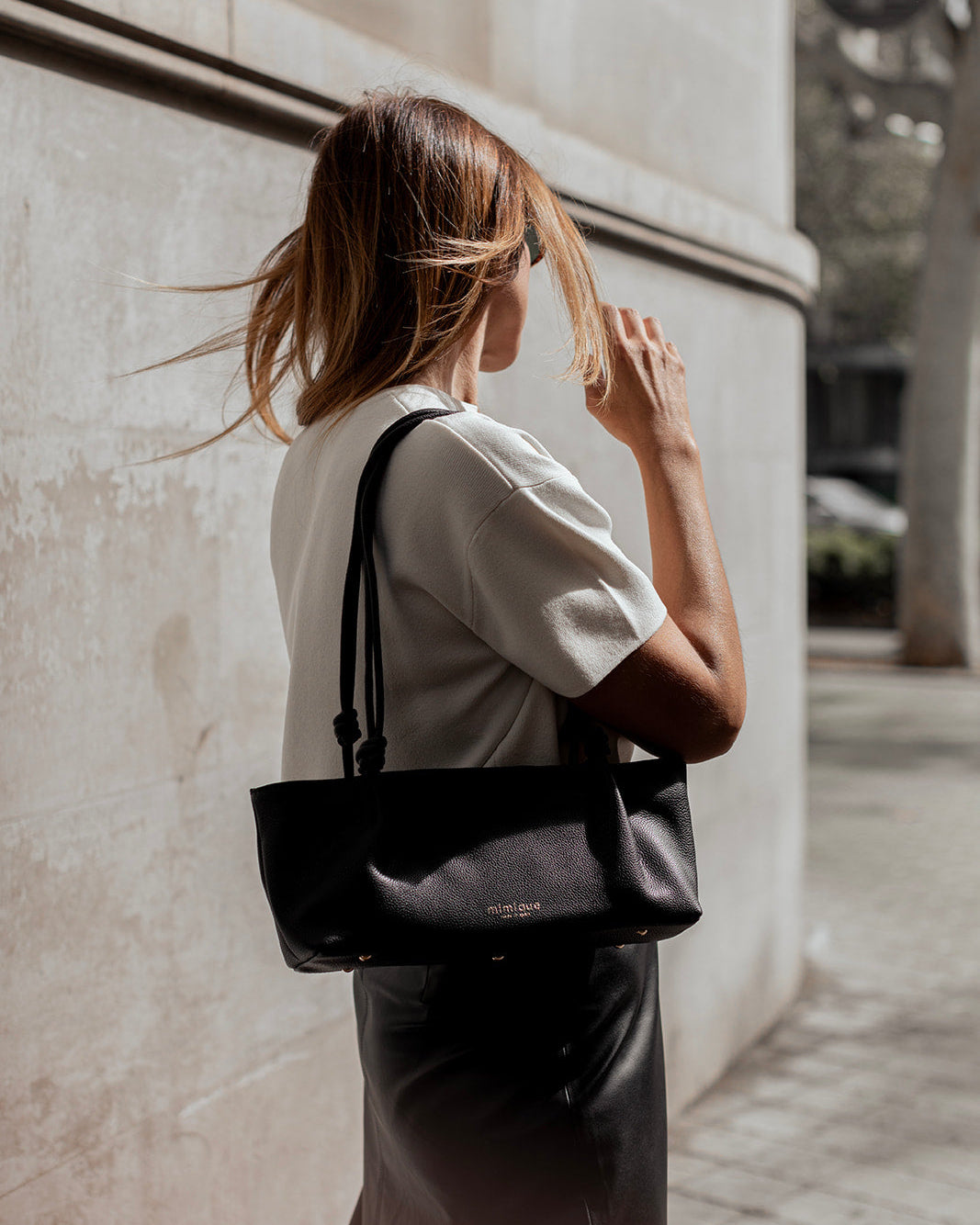 Bolso baguette para mujer Toranda negro Mimique en piel de alta calidad made in Spain asa regulable