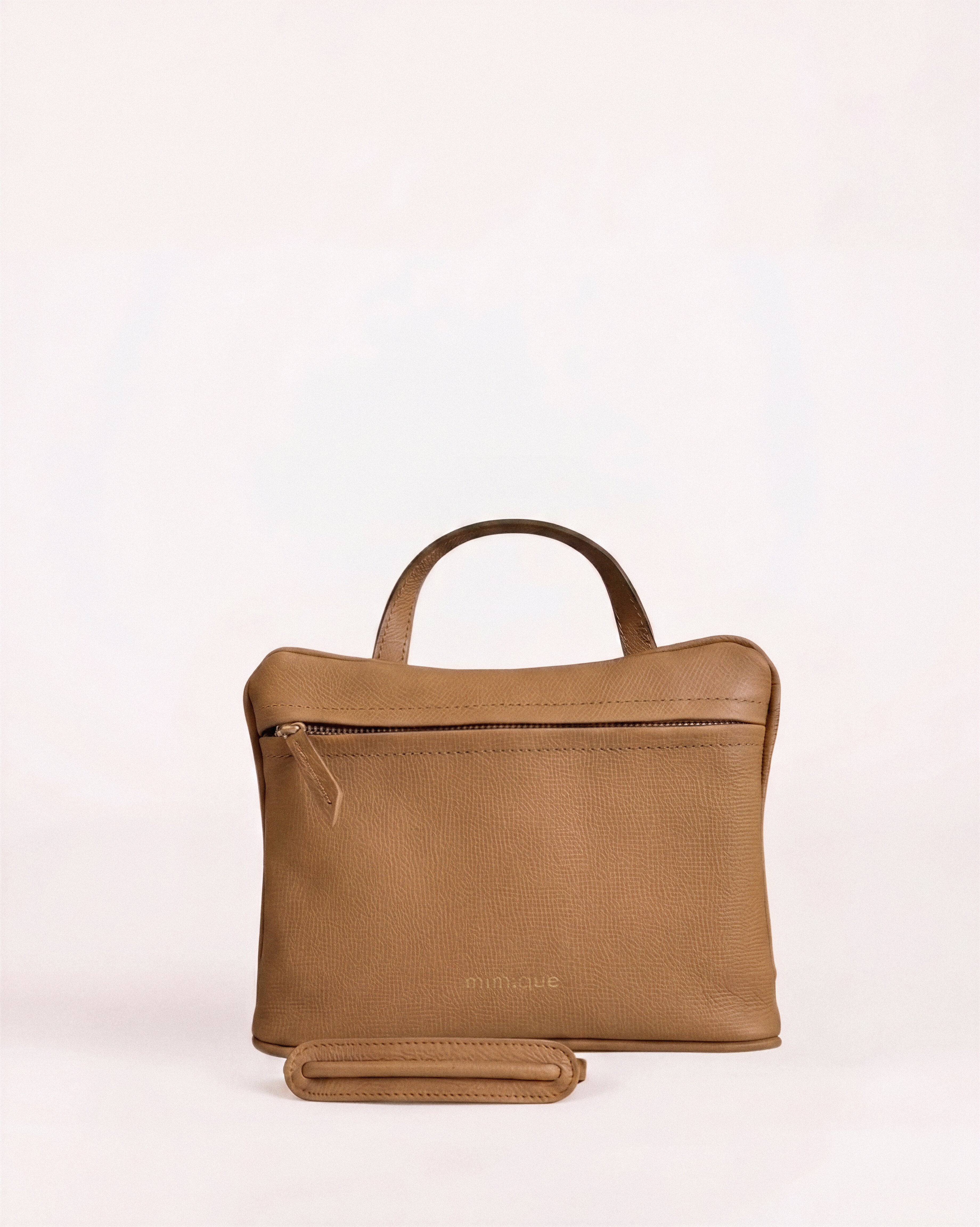 Bolso clásico bandolera América camel praliné para mujer en piel de la mejor calidad. Diseño tipo sobre. Cómodo y ligero - Mimique
