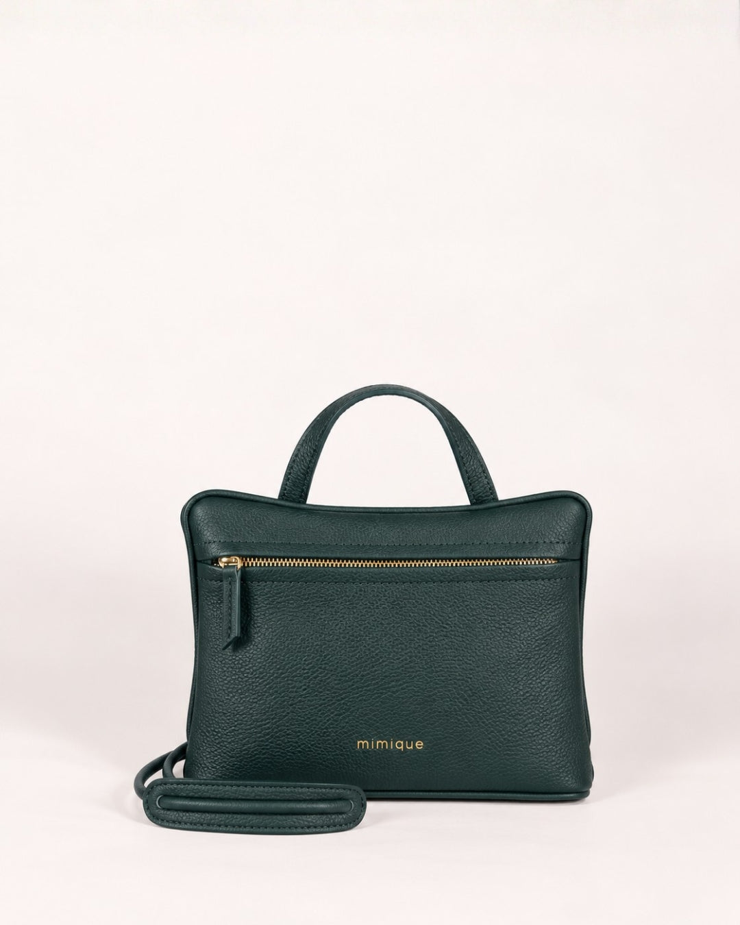 Bolso América verde pato Mimique para mujer con cremallera y bandolera regulable hecho a mano en España
