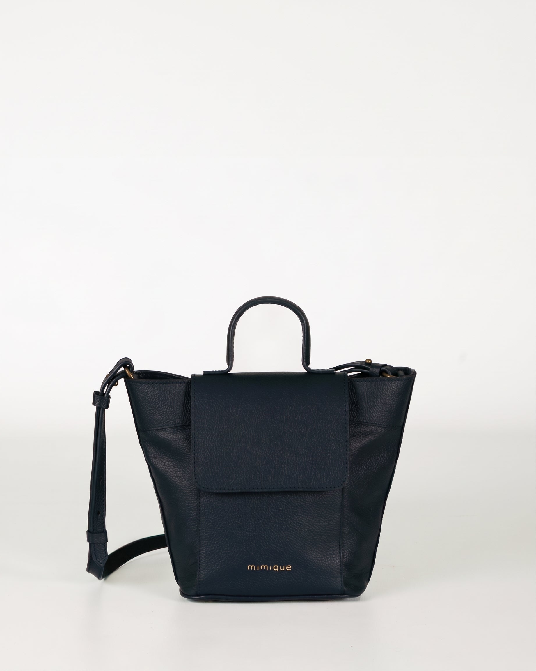Bolso Andrín mini azul marino para mujer en piel. Bandolera regulable de mucha calidad y capacidad . Cierre seguro con cremallera - Mimique