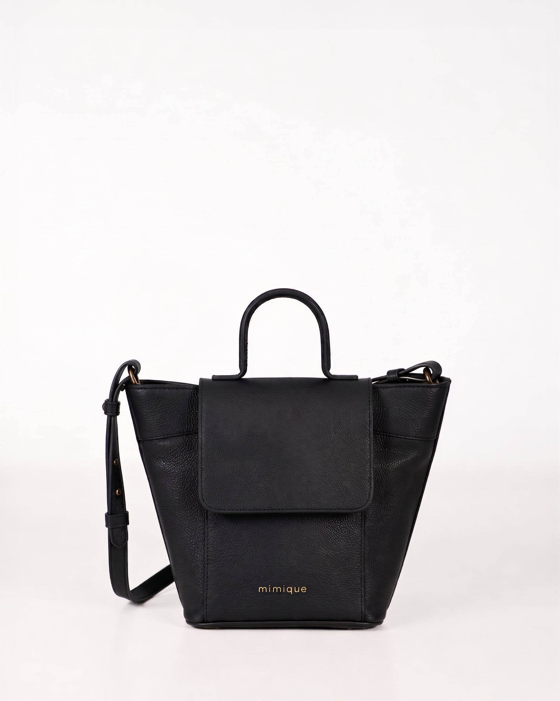 Bolso elegante y seguro con cremallera y cierre con cremallera y tapa Andrín mini negro Mimique en piel de alta calidad