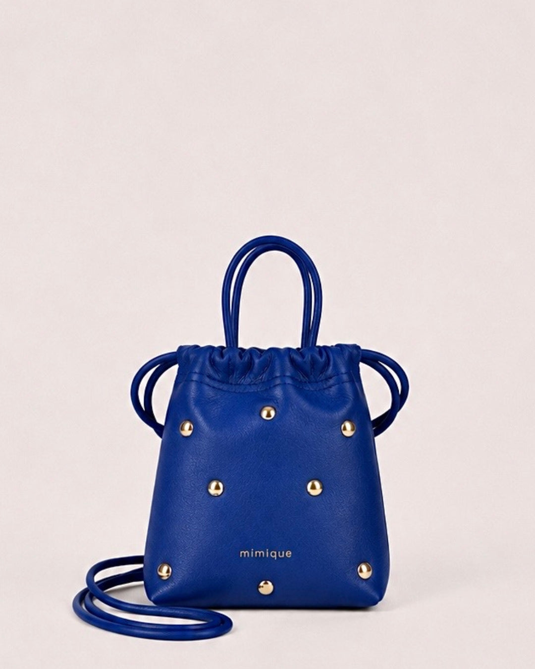 Bolso bombonera pequeña Cue dots azul klein de Mimique en piel de alta calidad elegante urbana made in Spain