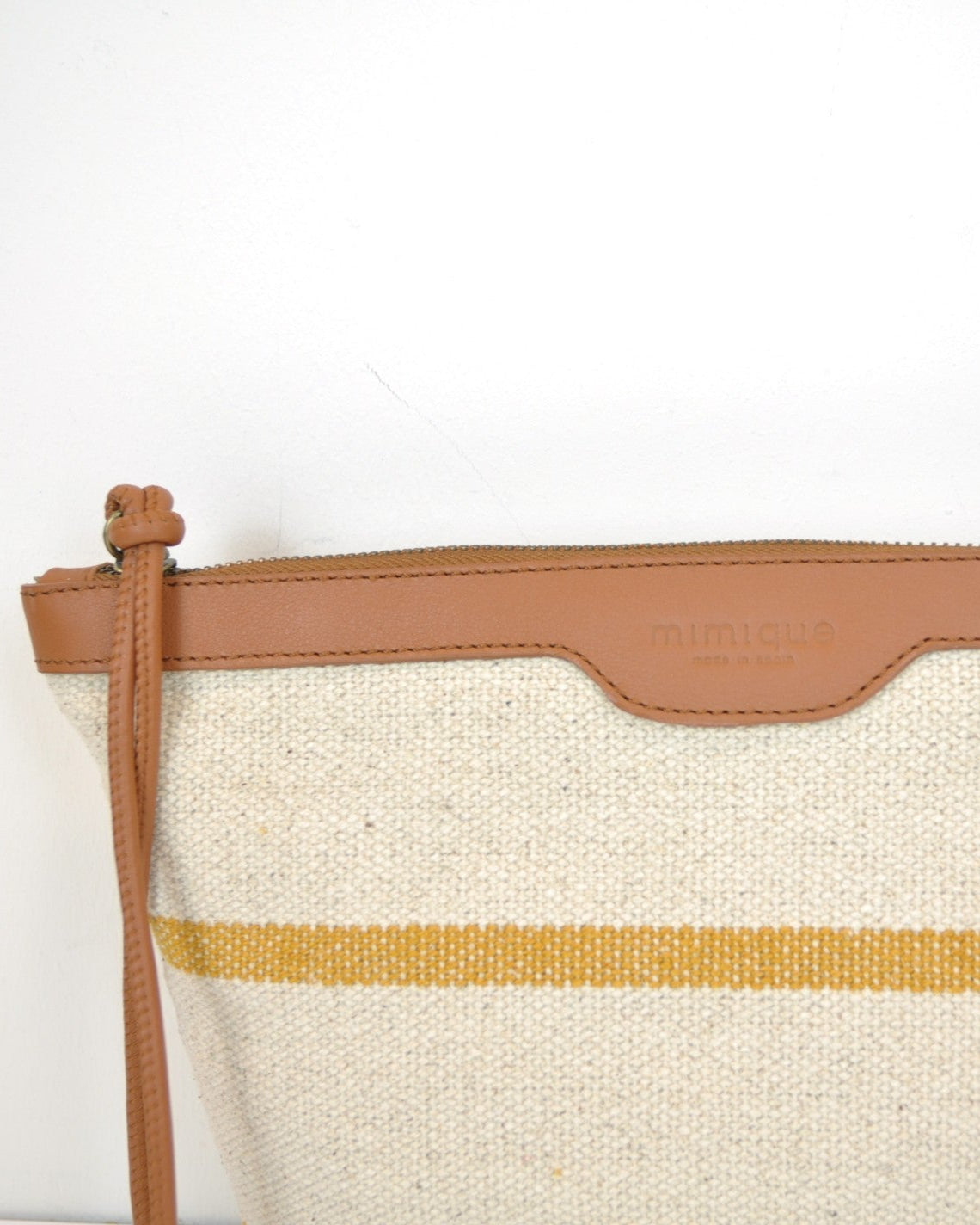 Neceser pouch para mujer Rodiles en loneta y piel con gran capacidad asa de mano y cierre con cremallera