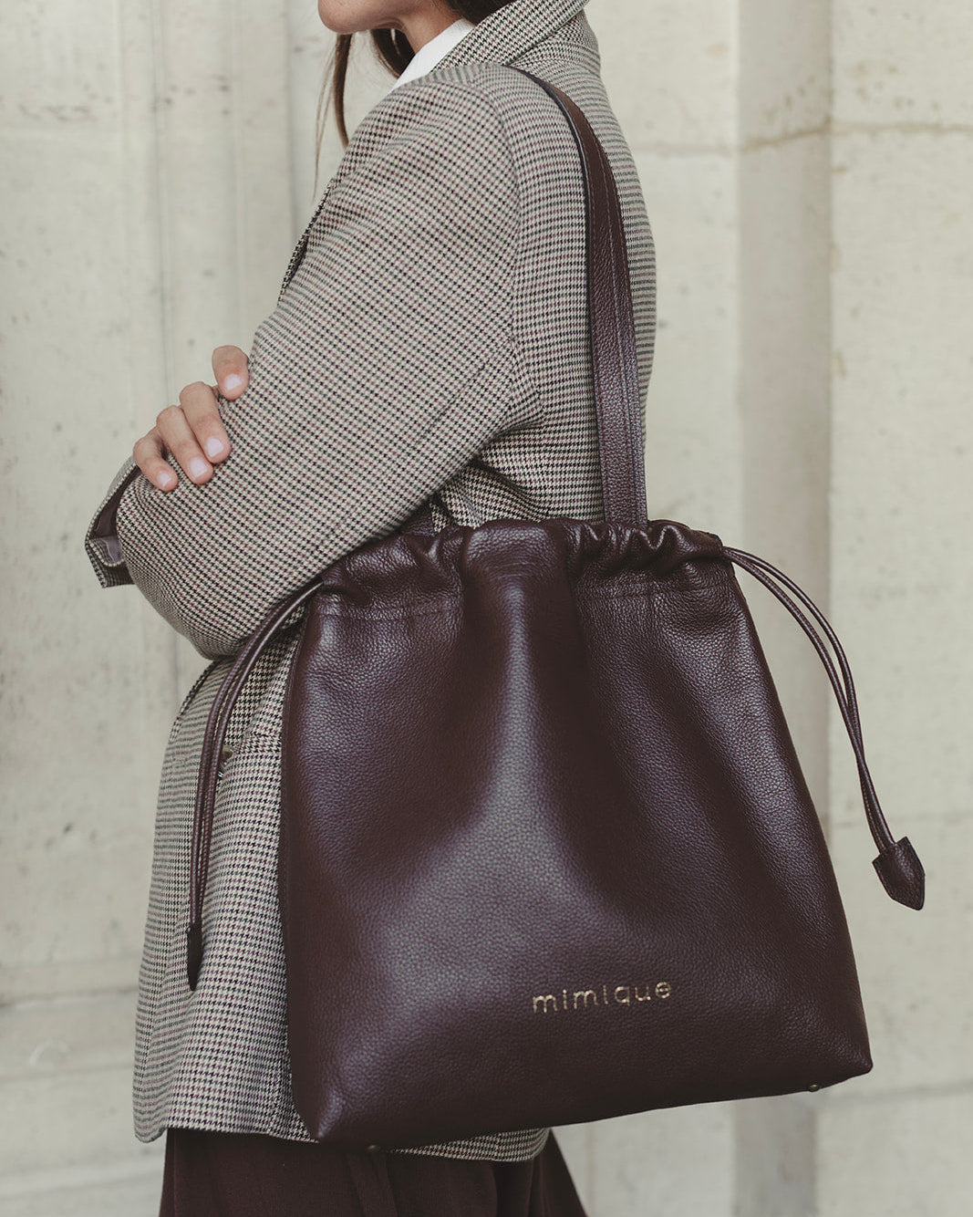 Bolso tote bag Barro marrón chocolate para mujer de Mimique en piel de máxima calidad gran capacidad
