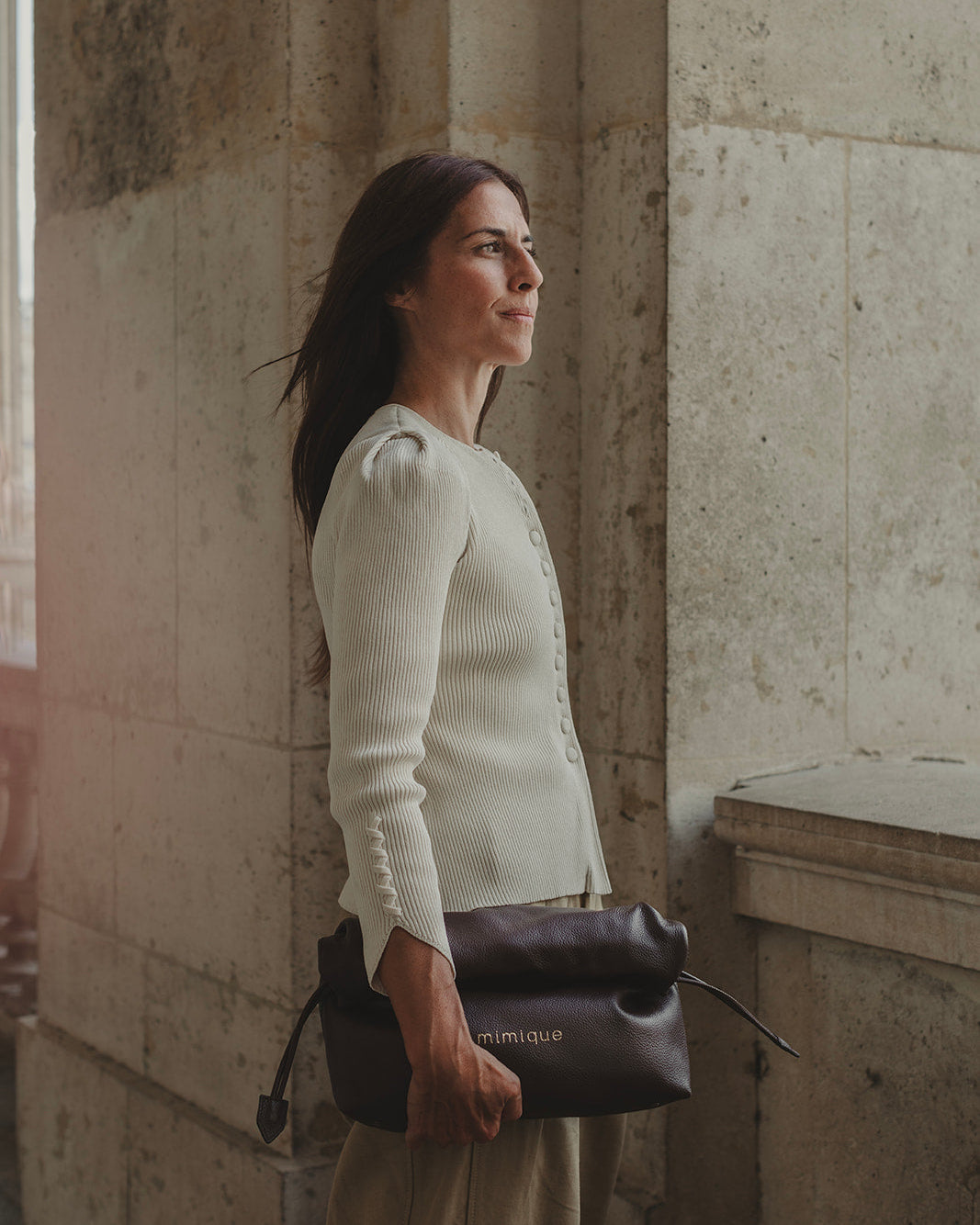 Tote bag shopper Barro marrón chocolate Mimique para mujer en piel hecho a mano en España