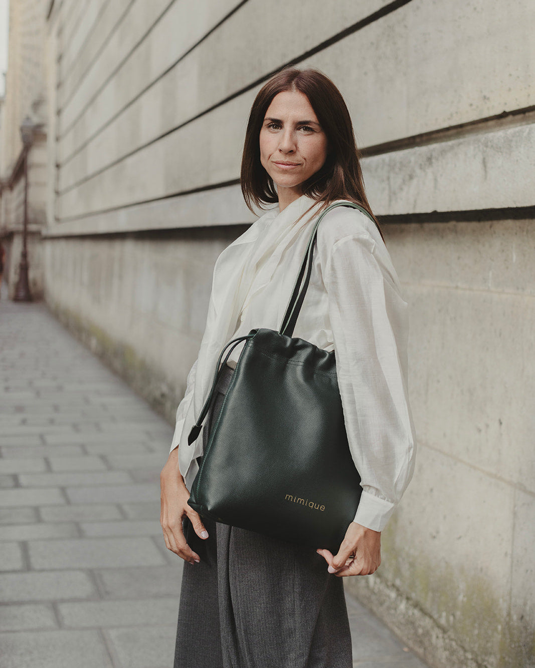 Tote bag shopper verde pato de Mimique en piel premium hecho a mano en España