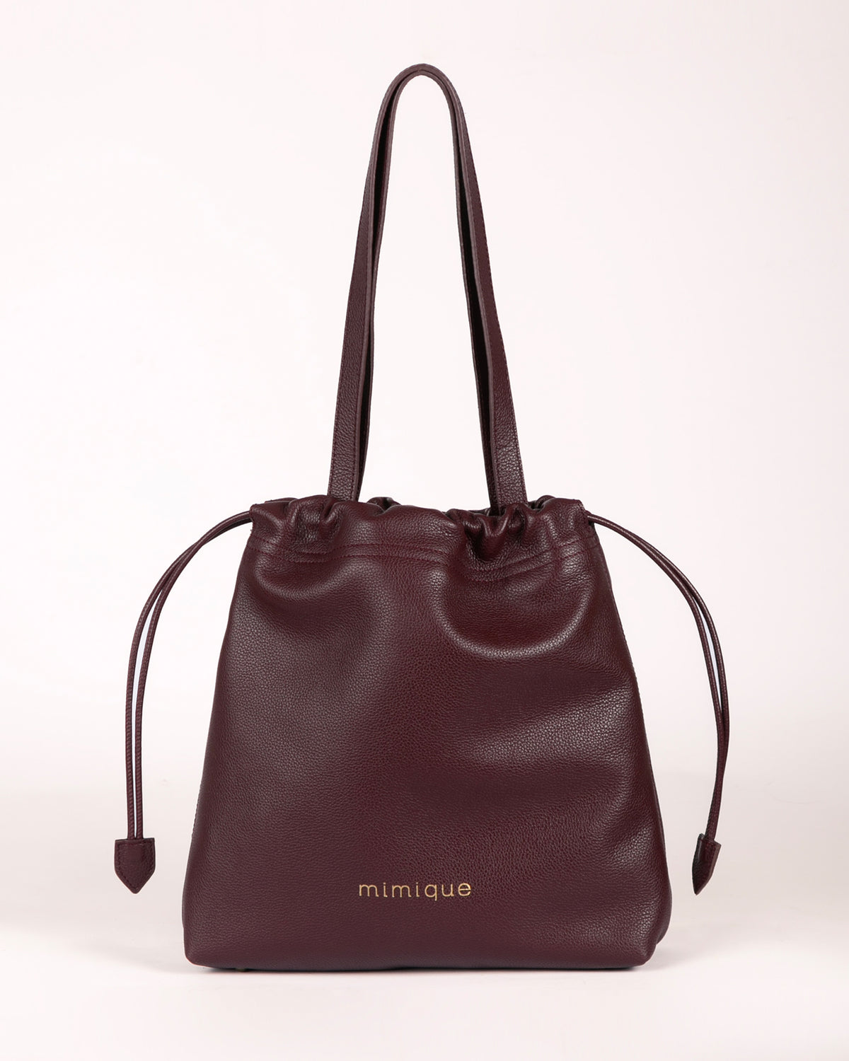 Bolso tote bag Barro de Mimique en piel de alta calidad color vino burdeos hecho a mano en España