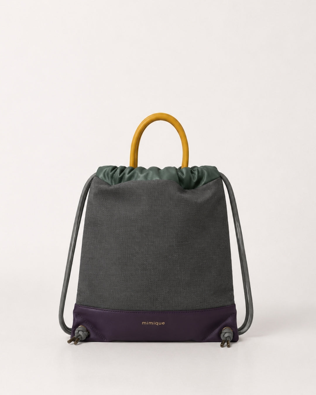 Mochila bolso Atalaya gris oscuro de Mimique en piel y loneta impermeable de gran calidad hecha a mano en España
