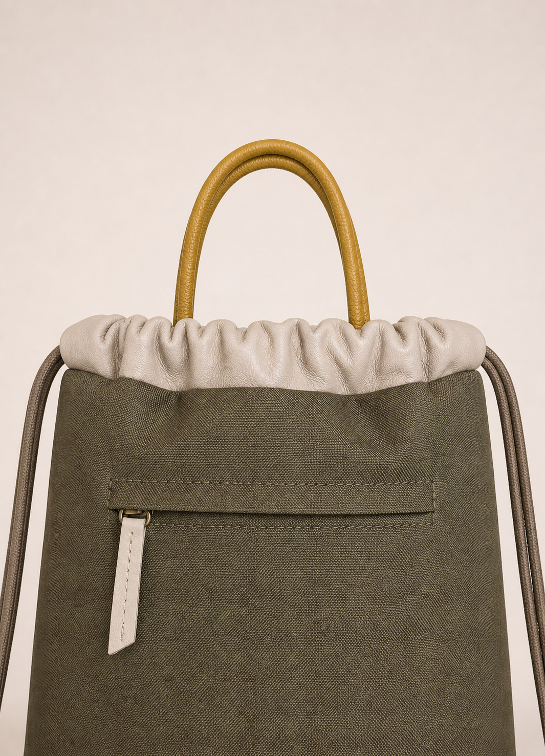 Mochila bolso impermeable grande Sevalle caqui de Mimique para mujer con bolsillo con cremallera