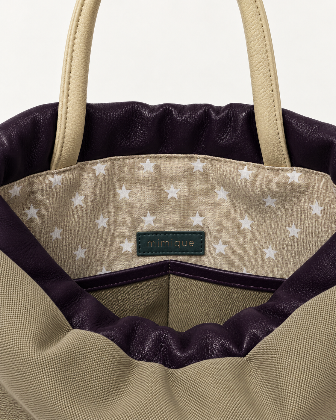Sevalle beige mochila bolso para mujer de Mimique con forro y bolsillo interior calidad en cada detalle made in Spain