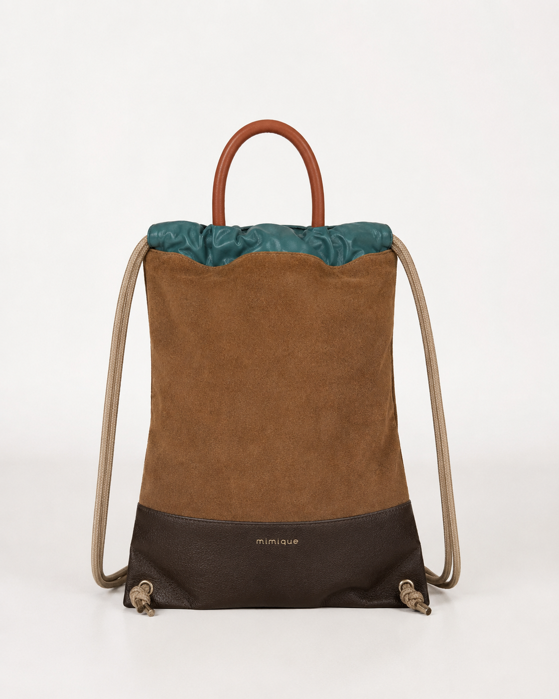 Mochila bolso arra de piel y serraje para mujer color chocolate y caramelo tamaño grande Mimique cómoda y segura