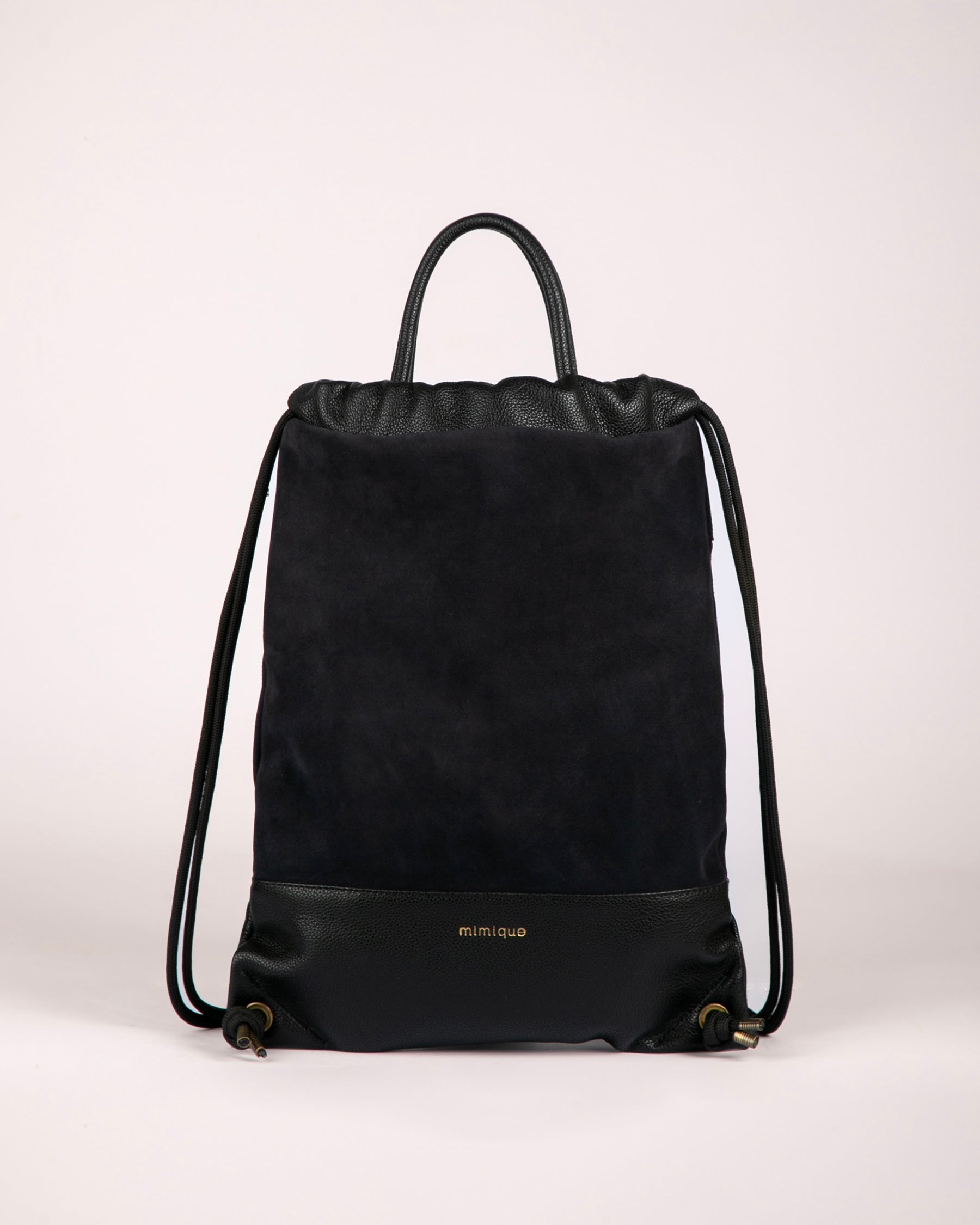 Arra negro y azul noche de Mimique mochila bolso para mujer de piel de gran calidad hecha a mano en España