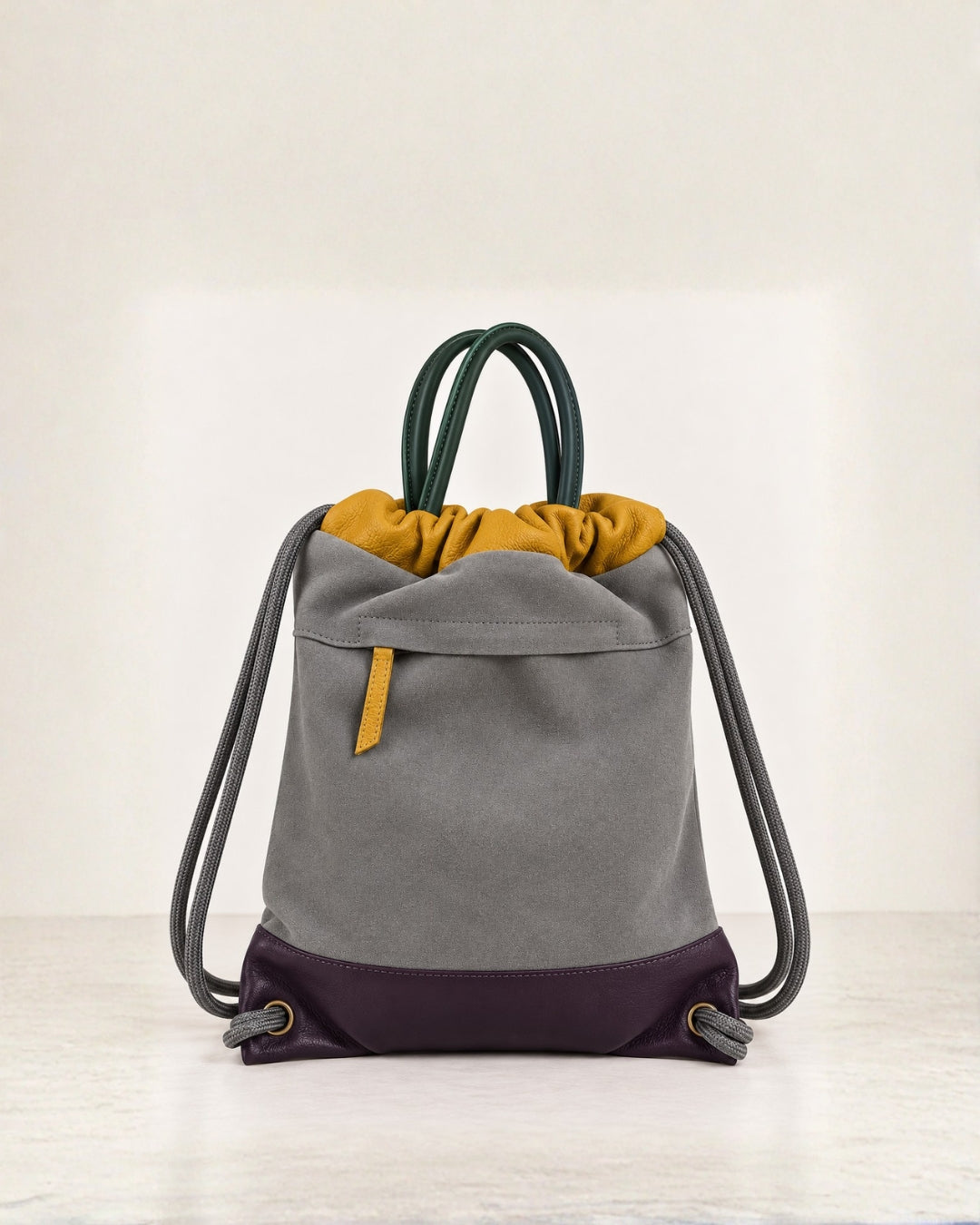 Mochila bolso Tachuelas mini dots color gris para mujer en piel de alta calidad made in Spain Mimique